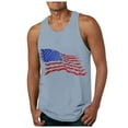 thumbnail image 1 of Caqnni Mens 4th of July Tank Top Patriotic American Flag Breathable Short Sleeved Beach Shirt American Flag Muscle Tanks (Light Blue,XL), 1 of 1