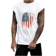 thumbnail image 1 of Caqnni Mens 4th of July Tank Tops 3D Printed Independence Day USA Flag Short Sleeved Summer Sports Gym Workout T-Shirt(White,XL), 1 of 4