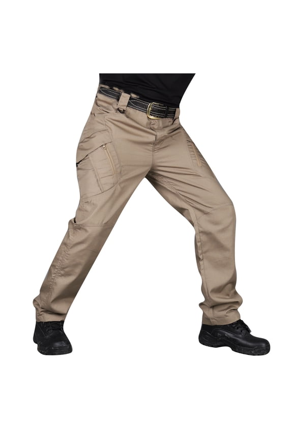 Mens Cargo Pants Casual Joggers Athletic Pants Cotton Loose Straight Sweatpants (Khaki,XL)