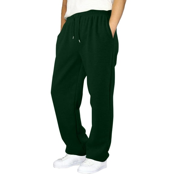 Caqnni Fleece Elastic Bottom Cargo Pants with Pockets, Relaxed Fit, Moisture Wicking, Breathable，Drawstring Casual Pants (Z04-Green,S)