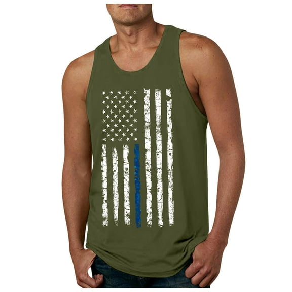 Caqnni Mens Casual 3D Printed Top Tank Tops Sleeveless Shirts American Patriotic USA Flag Print for Men (AG,3XL)
