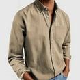thumbnail image 1 of Caqnni Mens Casual Button Down Shirts Long Sleeve Shirt Dress Shirts with Pocket for Men Beach Wedding Shirt (Khaki,M), 1 of 3