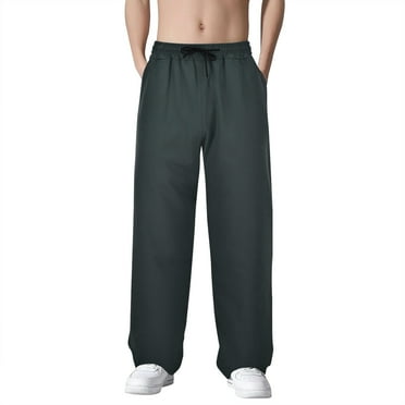 Caqnni Mens Casual Pants Sweatpants with Pockets Sports Joggers Athletic Running Casual Yoga Pants Loose Fit Straight Leg Open Bottom (Dark Gray,XL)