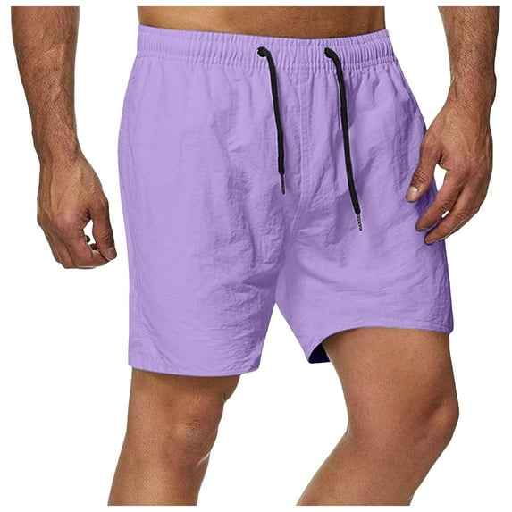 Caqnni Mens Casual Shorts Casual Joggers Work SweatCasual Shorts Outdoor Trousers Drawstring Shorts with Multi Pockets Sports Shorts (Z01-Purple,XXL)