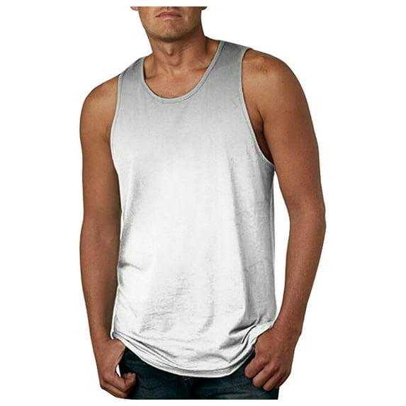 Caqnni Mens Comfort Active Sleeveless Casual Tank Top (White,4XL)