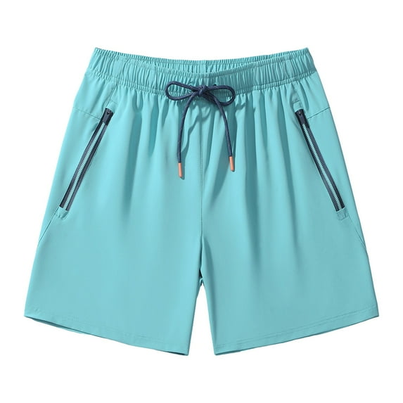 Caqnni Mens Cotton Casual Lounge Shorts Pockets Jogger Workout Gym Sweat Shorts(Sky Blue,L)