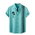 thumbnail image 1 of Caqnni Mens Cotton Linen Shirt Casual Short Sleeve Button Down Lightweight Tees Summer Beach Blouses Tops (Sky Blue,4XL), 1 of 3