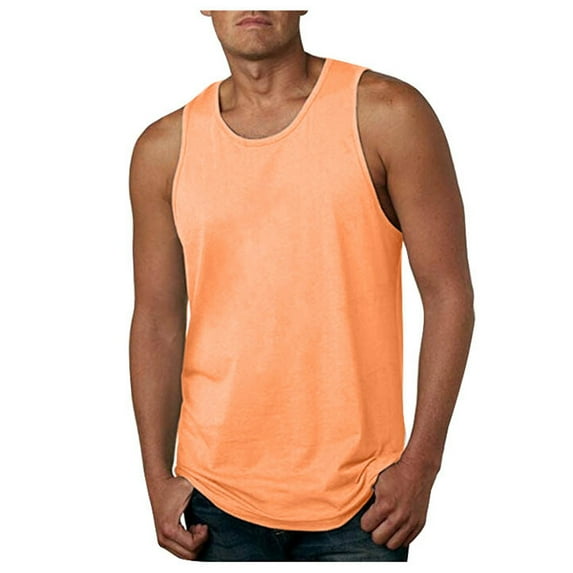 Caqnni Mens Cotton Tank Undershirts, Moisture-wicking Ribbed Tanks, Lightweight Cotton Tank Undershirts (Z01-Orange,4XL)