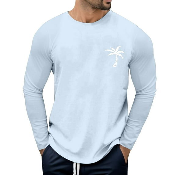 Caqnni Mens Fashion Henley Shirts Long Sleeve Button Cotton Casual T-Shirt 3D Printed Stylish Graphic (Z01-Light Blue,XXL)