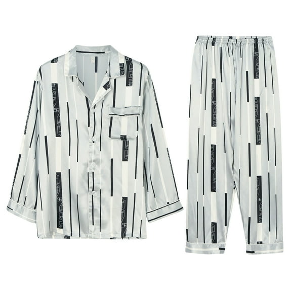 Caqnni Mens Fleece Pajama Set - Plaid Mens PJ Set - Mens Lounge Set with Pockets - Men's Sleepwear (Blue/White, Small) (A04-Light Gray,XL)