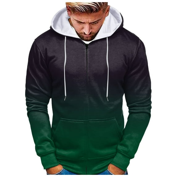 Caqnni Mens Full Zip up hoodie Fleece Zipper Hooded Jacket Sweatshirt Hoodies Pullover Jacket Coats (XL,Dark Green)
