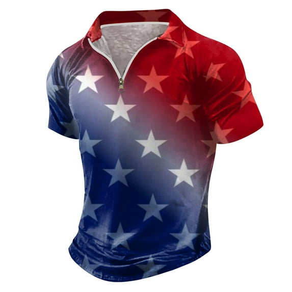 Caqnni Mens Golf Shirts Short Sleeve Print Performance Athletic Casual Tennis Golf Polo Shirts for Men Summer Collared Shirt (Dark Blue,XXL)