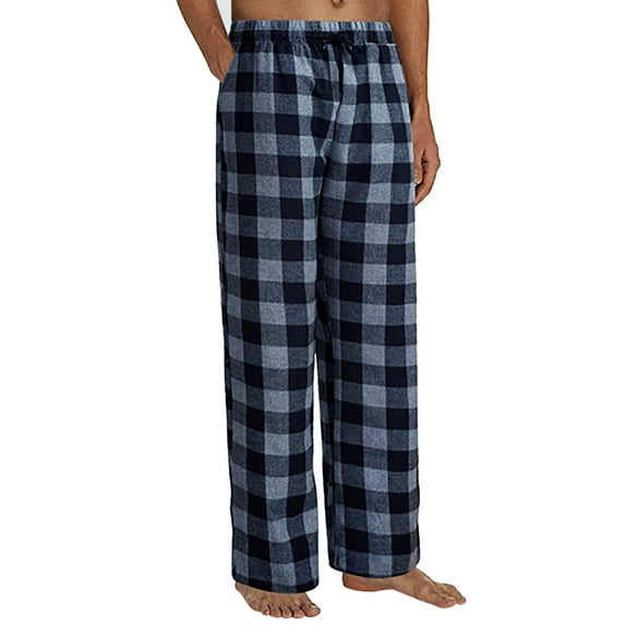 Caqnni Mens Heavyweight Red Plaid Flannel Pajama Pants 100% Cotton Sleepwear with Drawstring Pockets Sleepies Pajamas (A04-Gray,L)