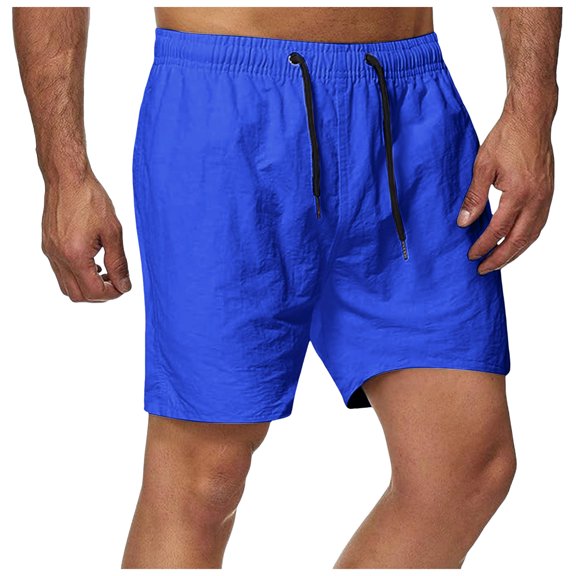 Caqnni Men's Casual Shorts with Pockets Casual Work Casual Shorts Drawstring Shorts with Multi Pockets (Blue,M)
