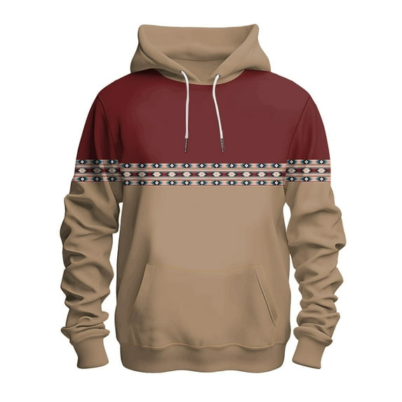 Caqnni Mens Hoodie Pullover 2024 Sweatshirts Texture Long Sleeve Drawstring Casual Fashion Hooded Shirt with Pocket (XL,Khaki)