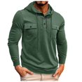 thumbnail image 1 of Caqnni Mens Hoodies Long Sleeve Drawstring Lightweight Hooded Linen Henley Shirtss Long Sleeve Hoodies Solid Color Quarter Zip Pullover Sweatshirt (XL,Green), 1 of 7