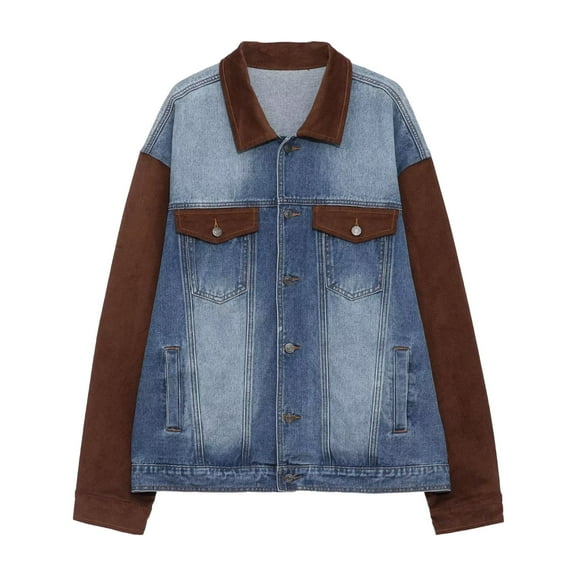 Caqnni Mens Lightweight Button Down Shirt Jacket Casual Shacket Cotton Overshirt Autumn Winter Jacket Coat (Blue,L)