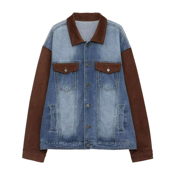 Caqnni Mens Lightweight Button Down Shirt Jacket Casual Shacket Cotton Overshirt Autumn Winter Jacket Coat (Blue,L)