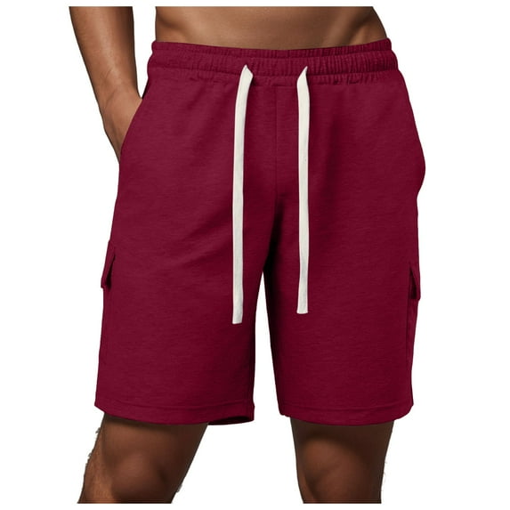 Caqnni Men's Lightweight Joggers Casual Hiking Casual Shorts Track Running Workout Athletic Travel Golf Casual Outdoor Casual Shorts Summer Beach Jogging Leisure M-2XL (Wine,M)