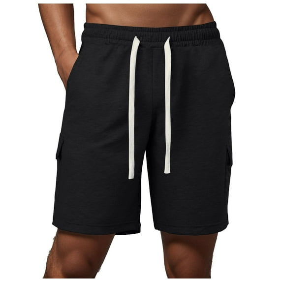 Caqnni Men's Lightweight Joggers Casual Hiking Casual Shorts Track Running Workout Athletic Travel Golf Casual Outdoor Casual Shorts Summer Beach Jogging Leisure Gym M-2XL (Black,M)