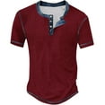 thumbnail image 1 of Caqnni Mens Muscle Slim T Shirt 0-Neck Shortline Henley Shirt Gym Workout Athletic Tee Shirts (Red,3XL), 1 of 2
