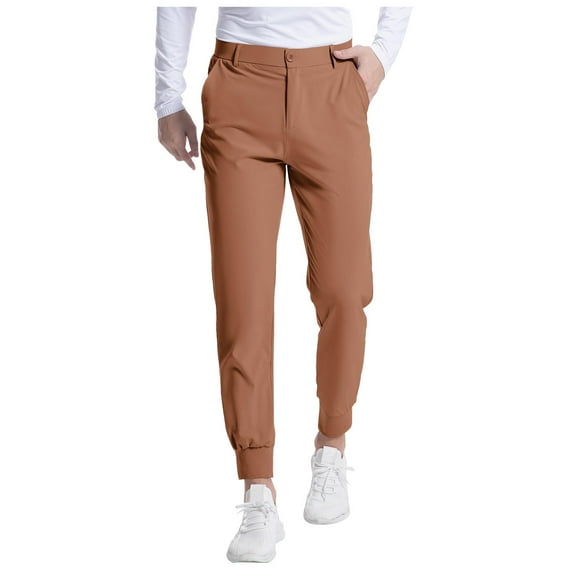 Caqnni Mens Pant Classic Casual Style for Outdoor Excursions (Brown,S)