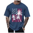 thumbnail image 1 of Caqnni Mens Patriotic Shirts Trendy July 4th American Flag Print Short Sleeve Tops(Navy,M), 1 of 4