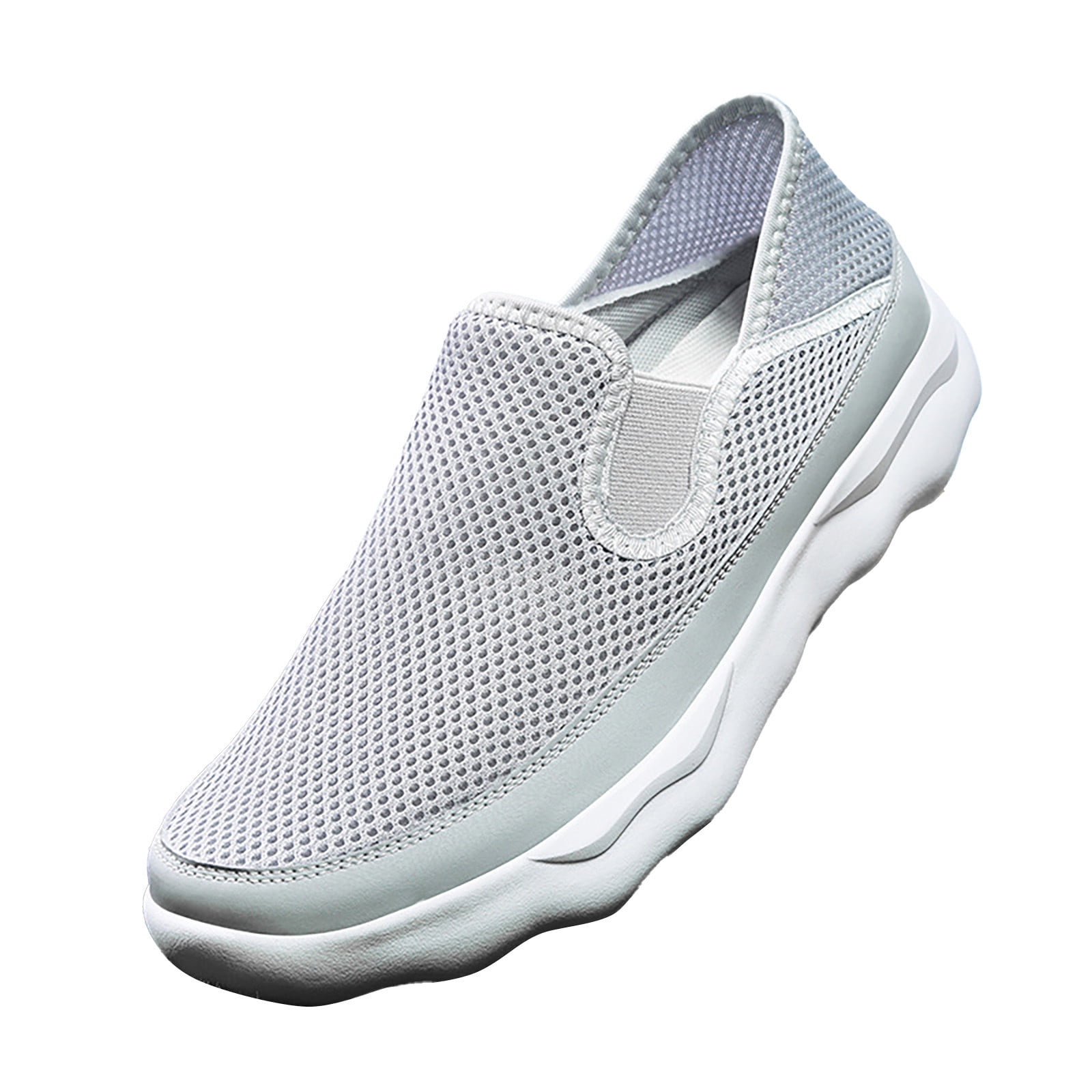 Mens Running Shoes Slip on Walking Tennis Sneakers Fashion Breathable Mesh Soft Sole Casual Athletic Lightweight (Grey,45)