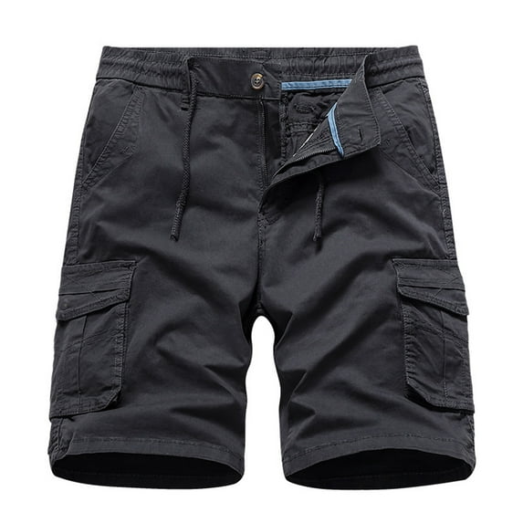 Caqnni Mens Shorts Casual Waist Elastic Drawstring Outdoor Golf Shorts with Pockets(Dark Gray,XXL)