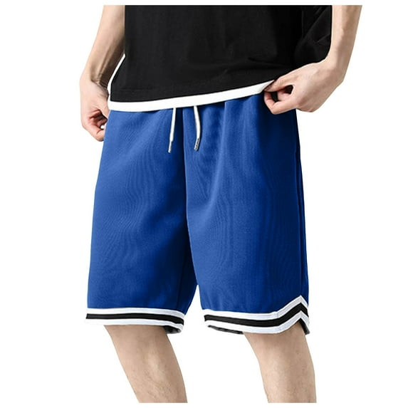 Caqnni Gym Shorts for Men Quick Dry Men's Shorts With Deep Pockets Loose Fit Casual For Running Workout Training Basketball Big and Tall Shorts for Men Summer Beach Short (3XL,Blue)