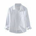 thumbnail image 1 of Caqnni Mens Solid Oxford Shirt Long Sleeve Button Down Shirts Dress Shirts with Pocket Beach Wedding Shirts (White,3XL), 1 of 2