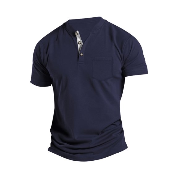 Caqnni Mens Striped Golf Shirt Moisture Wicking Quick-Dry Sports Polo Shirts(Navy,S)