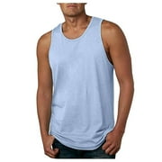 Caqnni Mens Tank Top Soft Performance Boxing Gym Shirts Plain Muscle Tee Top for Workout Running Gym Bodybuilding (Z01-Blue,4XL)
