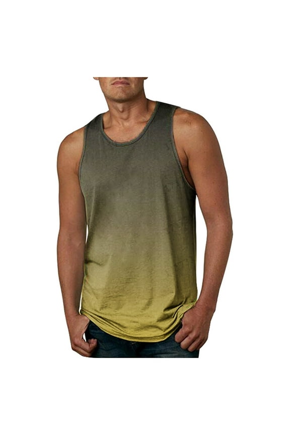 Mens Tank Top Summer Casual Basic Loose Sleeveless T Shirt (AG,XXL)