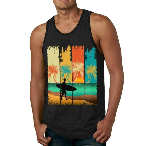 Caqnni Mens Tank Tops Big and Tall, Mens Casual Knitted Tank Tops Crew Neck Sleeveless Muscle T Shirts Summer Beach Tops(White,XXL)