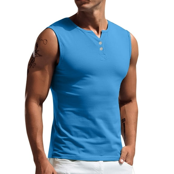 Caqnni Mens Tank Tops ,Sleeveless Muscle T Shirts for Men's Fitness,Quick Dry Gym Tank Top for Men (Z05-Blue,M)