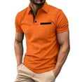 thumbnail image 1 of Caqnni Mens Textured Knit Polo Shirts Regular Fit Stretchy Golf Shirts (Orange,M), 1 of 5