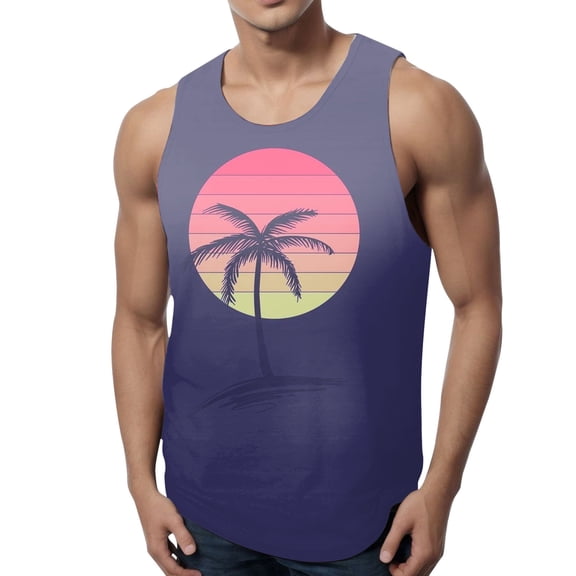 Caqnni Mens Workout Stringer Tank Tops Gym Muscle Sleeveless Cotton Shirt Training Bodybuilding Vest(Purple,M)