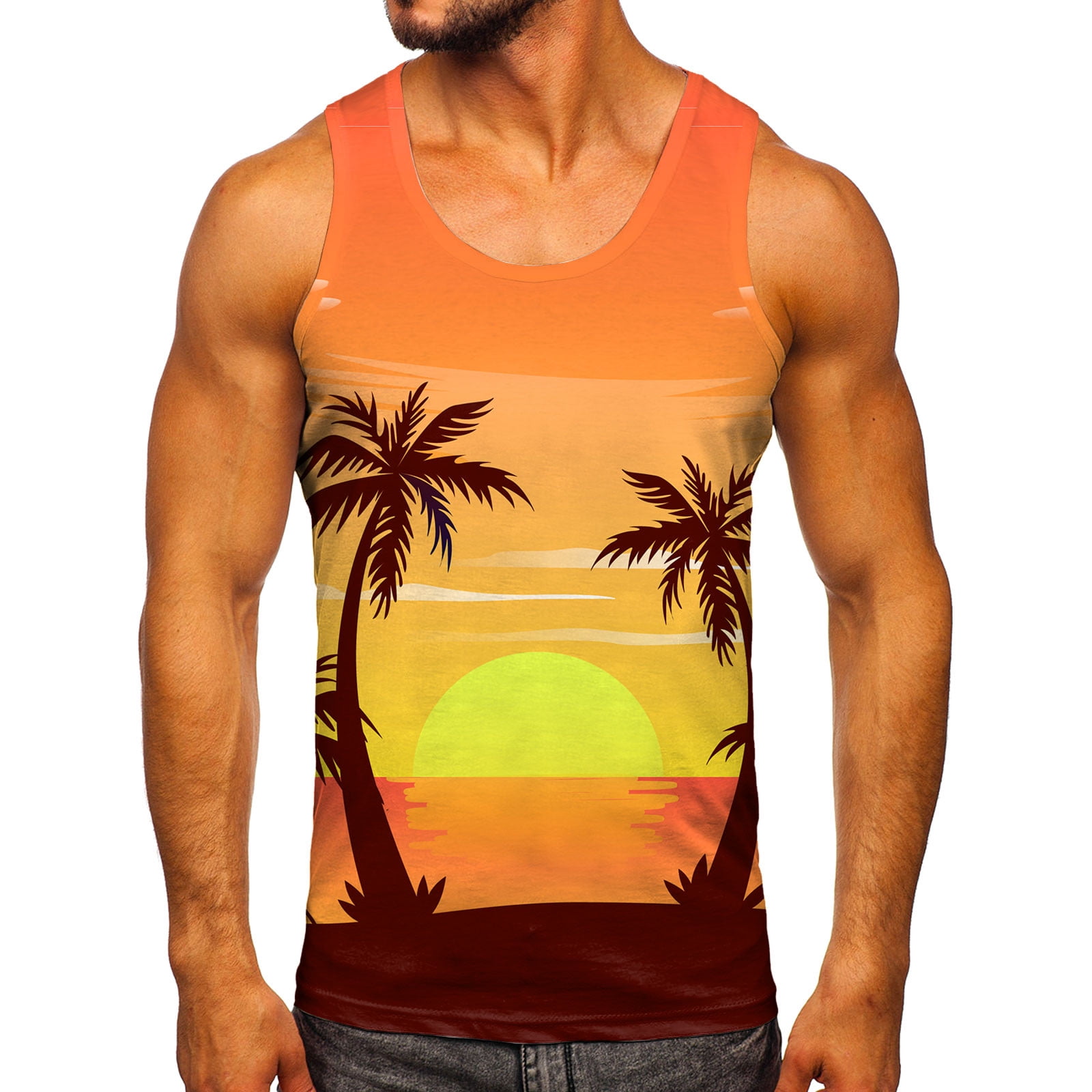 Caqnni Mens Workout Tank Tops, Men's Drop Arm Tank Top Sleeveless