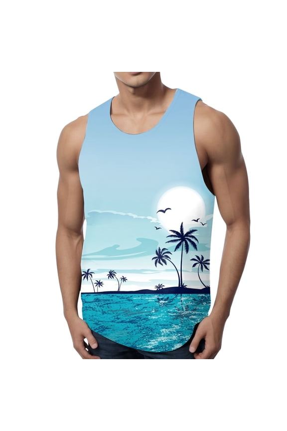 Mens Workout Tank Tops, Mens Undershirt Workout Tank Top(Blue,XL)