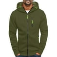 thumbnail image 1 of Caqnni Mens Zip Up Hoodie Color Block Long Sleeve Casual Sweatshirt Sport Outwear with Pocket Jacket (Army Green,XXL), 1 of 6