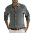 thumbnail image 1 of Caqnni Mens Casual Button up Shirt Long Sleeve Shirts Button Down Shirt Summer Beach Wedding Shirt (Dark Gray,3XL), 1 of 5