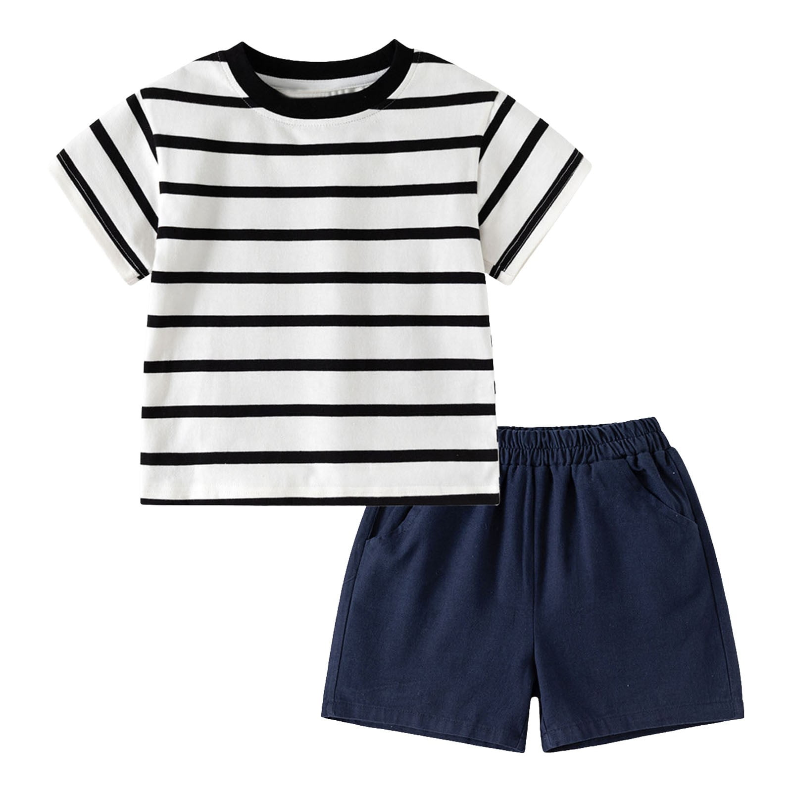 Caqnni Baby Boy Summer Striped Outfits Striped Print Short Sleeve ...