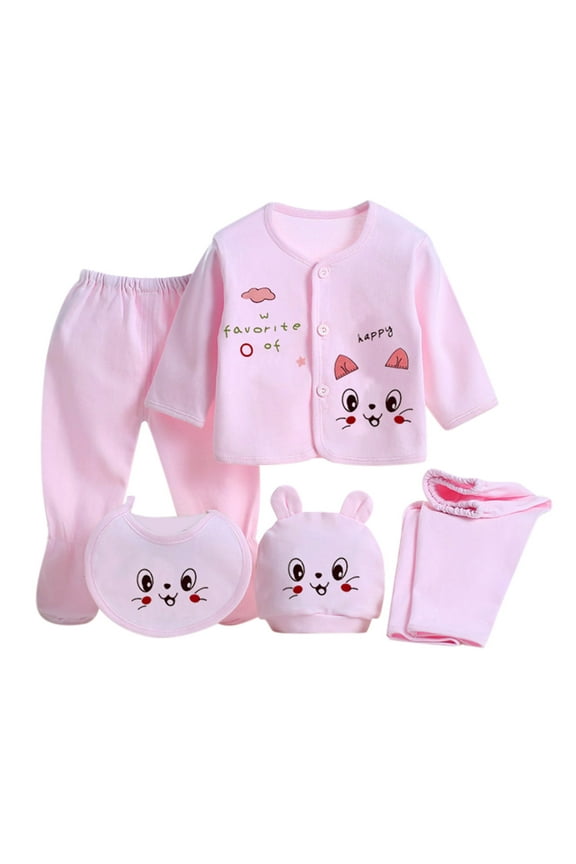 Baby Girl Boy Clothes Set +Bib+Sock Set Tops+Hat+Pants Girl Boy Baby 5Pcs Outfits Boy Shoes+Romper Girl Boy Cotton Blend foronths Layette Set Long Sleeve Lapel Bodysuits