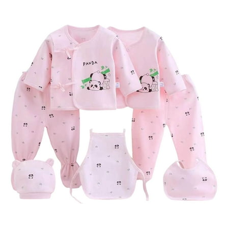 Caqnni Preemie Baby Boy Girl 5Pcs Unisex Baby Cotton Layette Outfit Set for to 3 Months Gifts Set Layette Gift Set