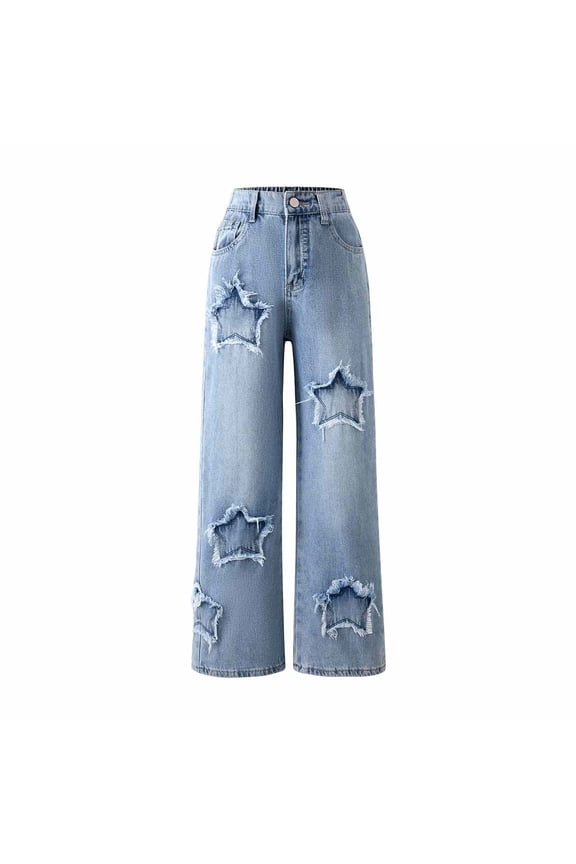 Parachute Pants for Little Girls Baggy Cargo Pants Low Rise Y2K Track Pants Teen Girls Wide Leg Cargo Pant Streetwear Casual Baggy Wide Leg Denim Pants Dancing Baggy Pants,Blue,11-12 Years