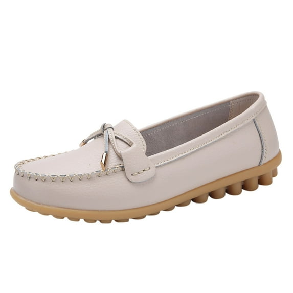 Caqnni Penny Loafers for Women, Slip-on Loafers Women Shoes Non-Slip Dress Shoes Women's Loafers Office Shoes Flats Shoes (6,Beige)