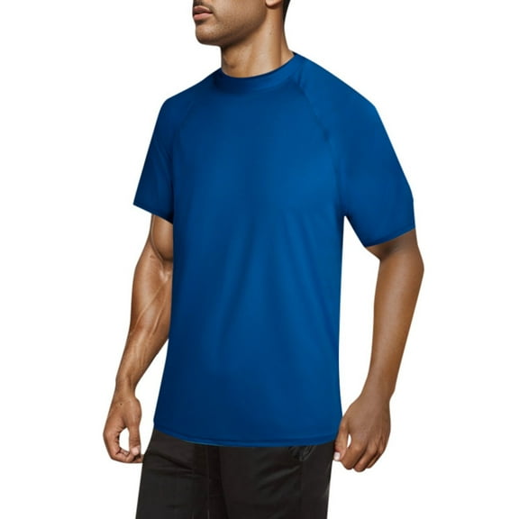 Caqnni Plus Size Big and Tall Mens Shirts Men's Summer Solid Round Neck Fashion Loose Short Sleeve T Shirt Top (Dark Blue,XXL)