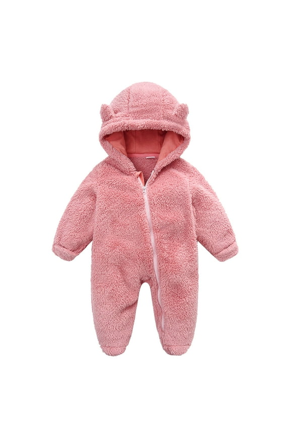 Polar Fleece Jacket Baby Bunting Bodysuit â One Piece Kids Hooded Romper Outerwear Toddler Jacket Bodysuit Jumpsuit (3-6 Months,Pink)