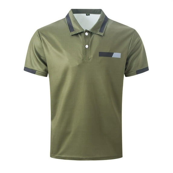 Caqnni Polo Shirts for Men Short Sleeve Lightweight Quick Dry Hiking Golf Fishing (Green,M)